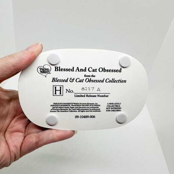 SOLD NIB Hamilton Collection Precious Moments Cat Obsessed Ceramic Figurine - Picture 7 of 7